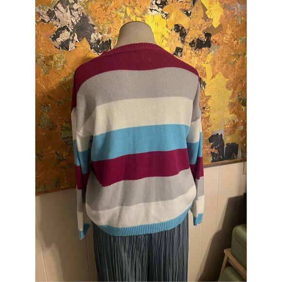 Like Love Anthrpologie Style Oversized Striped Crew Neck Sweater Gen S - Picture 4 of 9